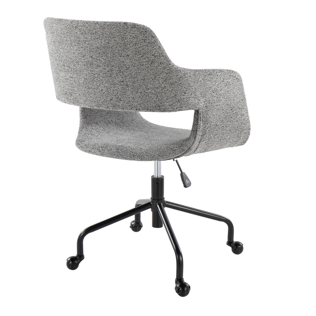 Contemporary Adjustable Office Chair in Black Metal and Grey Fabric - Grand Goldman