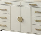 Jasmine Queen 5 Pc LED Bedroom Set in Beige made with Wood and Gold Accents - Grand Goldman Shop