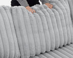 122 Inch Pull Out Couch, Rabbit plush Fabric Sofa Bed with USB Ports & Comfy Upholstered, Oversized U Shape Sectional Sleeper Sofa Bed with Storage Chaise, Grey - Grand Goldman Shop