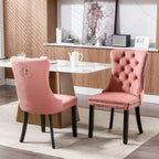 Nikki Collection Modern, High-end Tufted Solid Wood Contemporary Velvet Upholstered Dining Chair with Wood Legs Nailhead Trim 2-Pcs Set,Pink, SW2001PK - Grand Goldman Shop