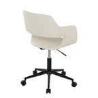 Contemporary Task Chair in Black Metal and Cream Faux Leather - Grand Goldman
