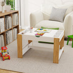 Kids 2 in 1 Play Table with 7 Storage Compartments,Compatible with LEGO Building Block,Modern Activity Learning Table Game Fu