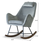 Chelsea Grey Velvet Rocking Chair, Comfort and Style for Home, Light Gray, Velvet, 38.5'H x 27.5'W x 36'D for Living Room Bedroom Waiting Room - Grand Goldman Shop