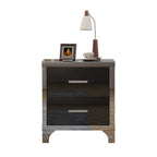 High Gloss Mirrored Nightstand with 2 Drawers,Modern End Table with Drawers,Mirrored High Gloss Wood Nightstand Metal Handle Bedside End Table for Bedroom, Dorm,Living Room,Black - Grand Goldman Shop