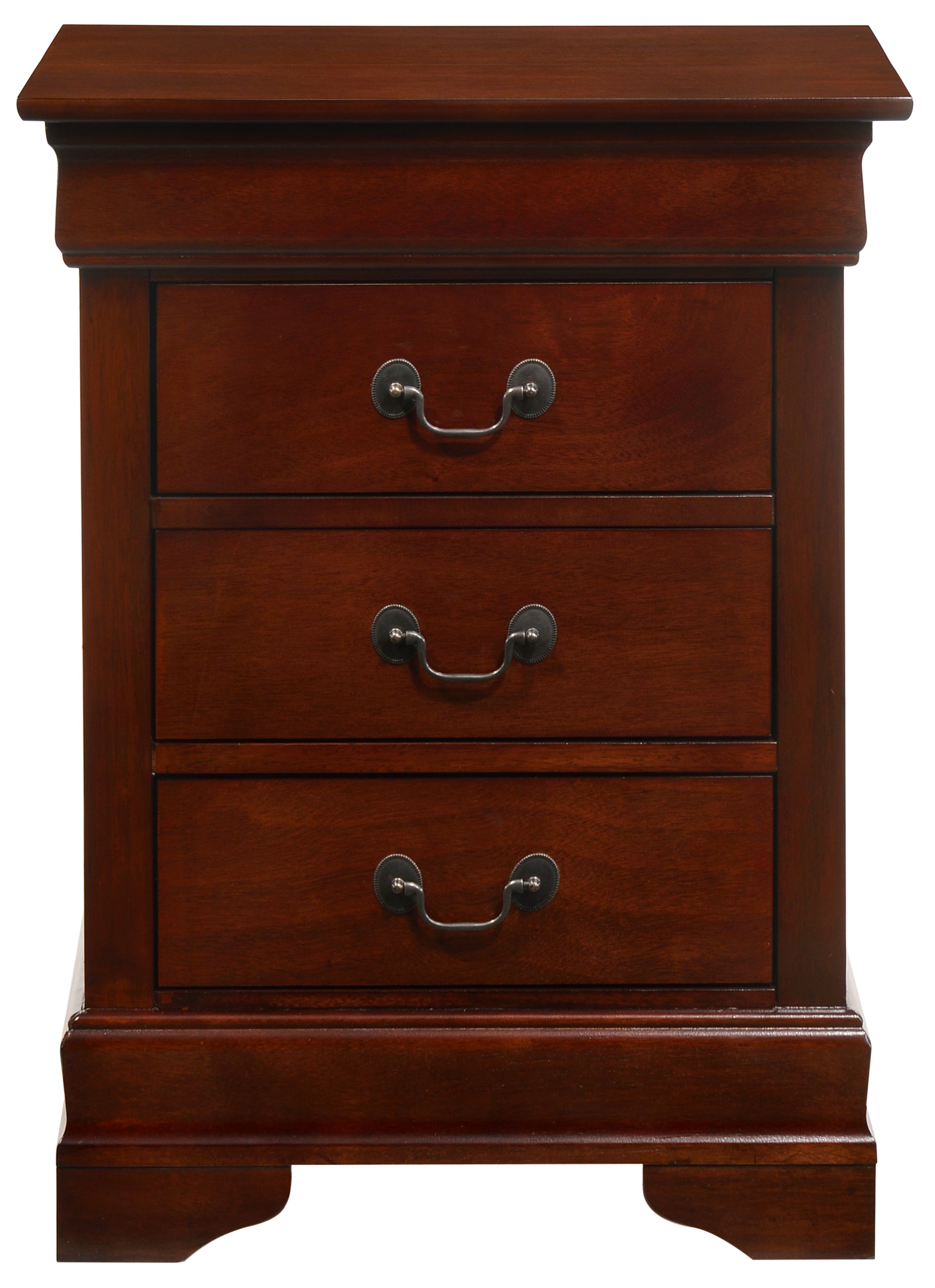 Elegant Nightstand with Three Drawers Cherry Finish Particle Board 29x21x16 Inches - Grand Goldman Shop