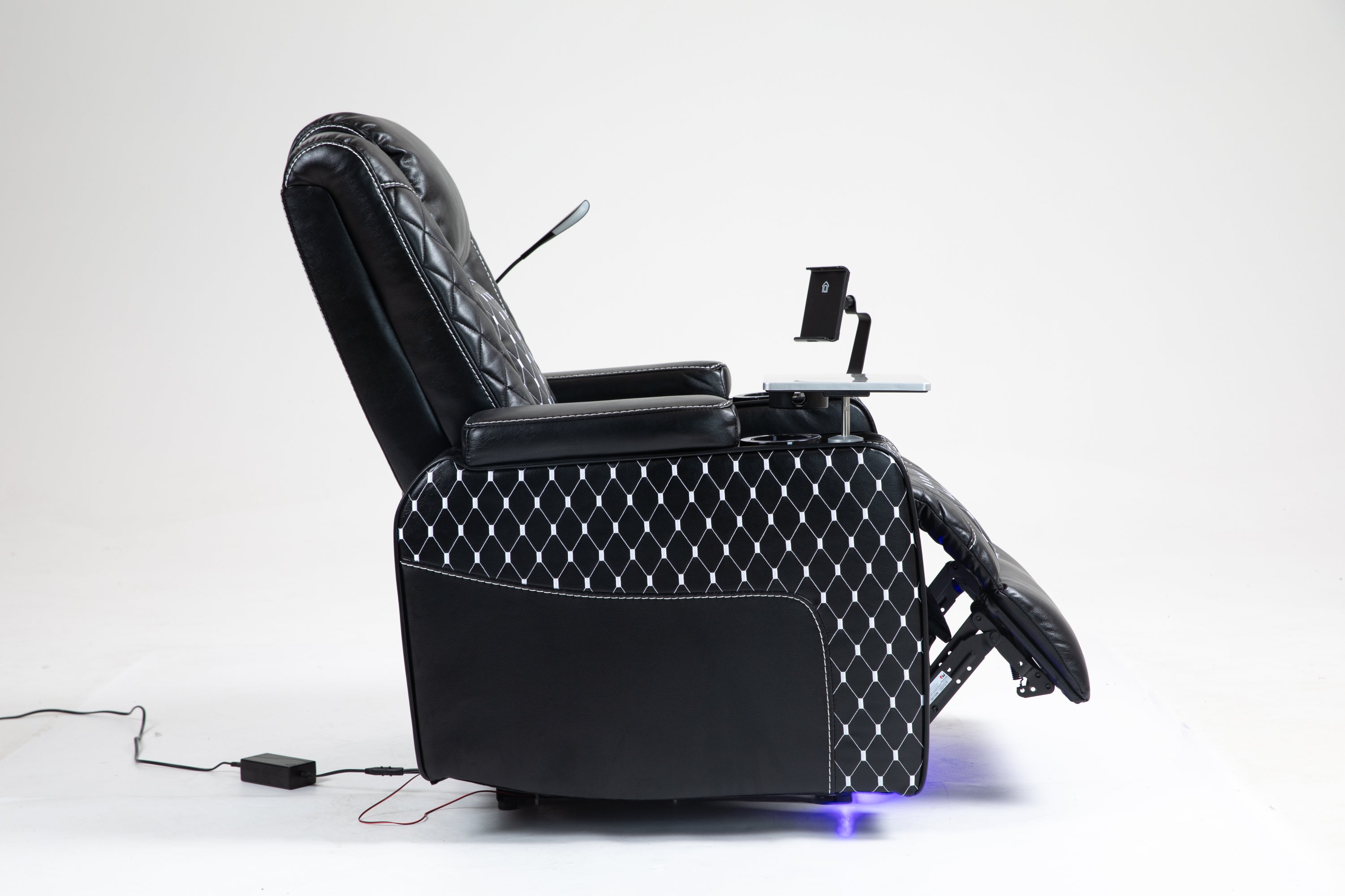 Power Zero Gravity Recliner with Multifunctional Features - Storage Armrest & Cup Holder - Laptop Table & Phone Holder- Reading Light & LED - Infinite Position Recline for Living Room & Office - Grand Goldman Shop