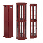 Corner Curio Cabinet Lighted Corner Display, Glass Display Shelf Shelving Bar cabinet with Tempered Glass Door, Bar Cabinet,Cabinet with Adjustable Shelf Glass Cabinet Shelves Bead Bulb Included - Grand Goldman Shop