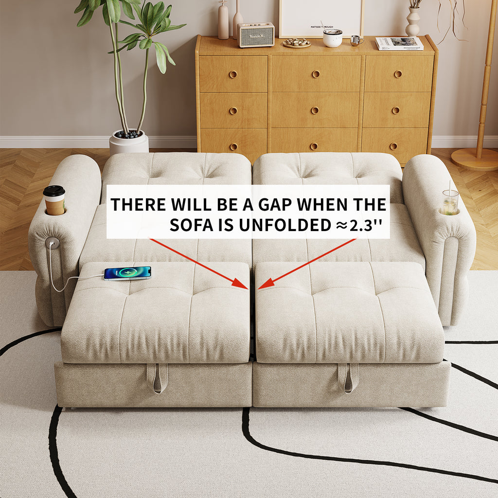 It is a multi-functional sofa, a 77-inch convertible sofa bed, and a 2-in-1 piece suitable for both sitting and lying down. Made of  Chenille fabric, it is suitable for living rooms, bedrooms - Grand Goldman Shop