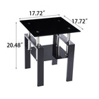 Modern 2-Piece Tempered Black Glass Sofa Table with Metal Legs for Living Room - Grand Goldman Shop
