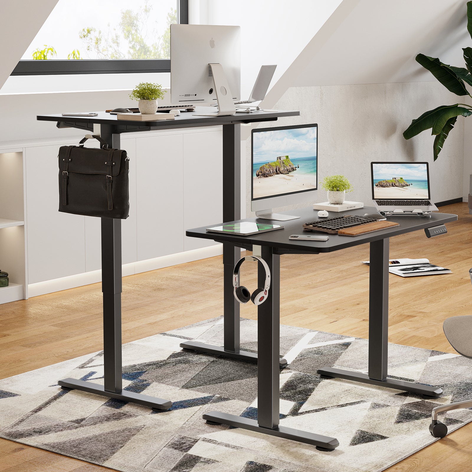 STARY Electric Standing Desk Adjustable Height Sit Stand Home Office Desk with Splice Board | Premium Home Decor - Grand Gold