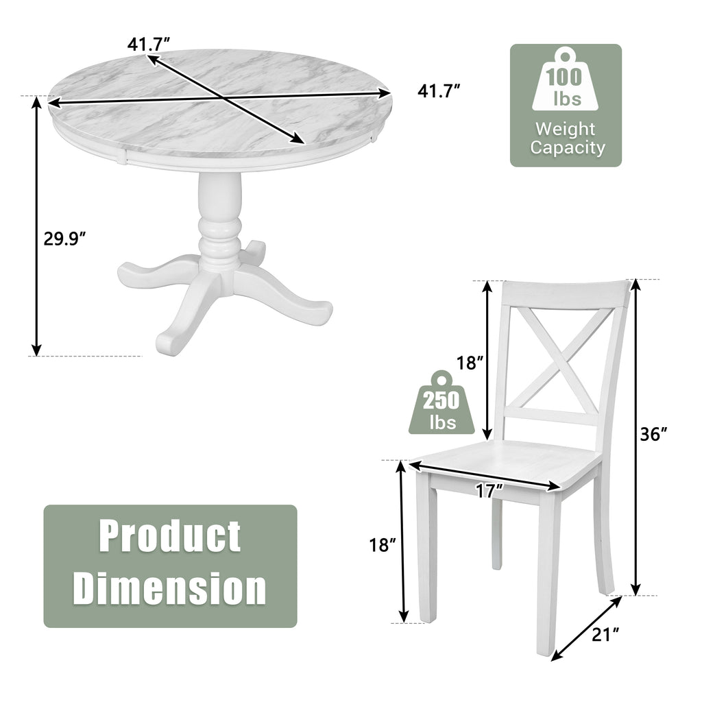 Orisfur. 5 Pieces Dining Table and Chairs Set for 4 Persons, Kitchen Room Solid Wood Table with 4 Chairs - Grand Goldman Shop