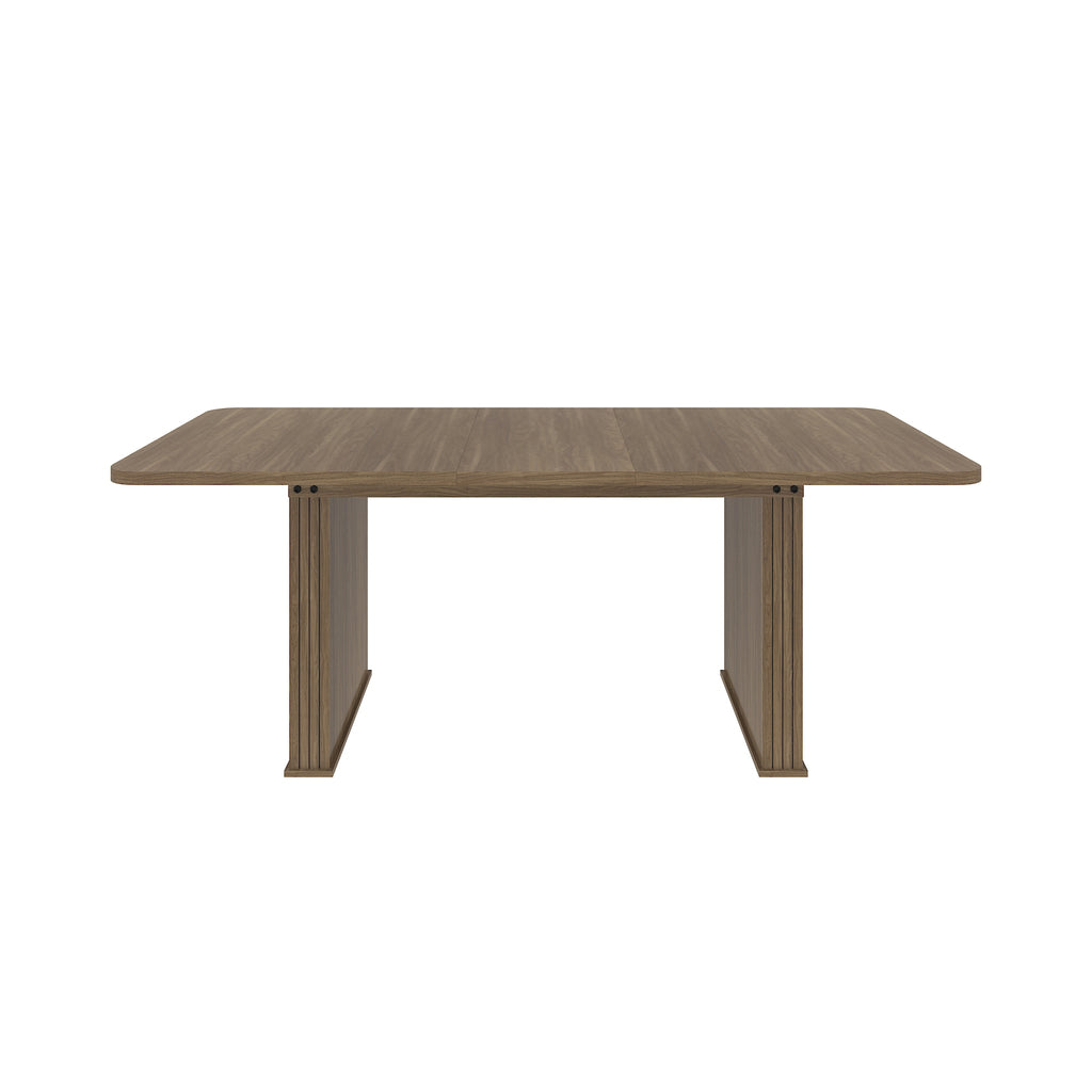 Modern Dining Table for 6-10 People, Wood Kitchen Table with Double Robust Pedestal, Wooden Dinner Table for Dining Room - Grand Goldman Shop