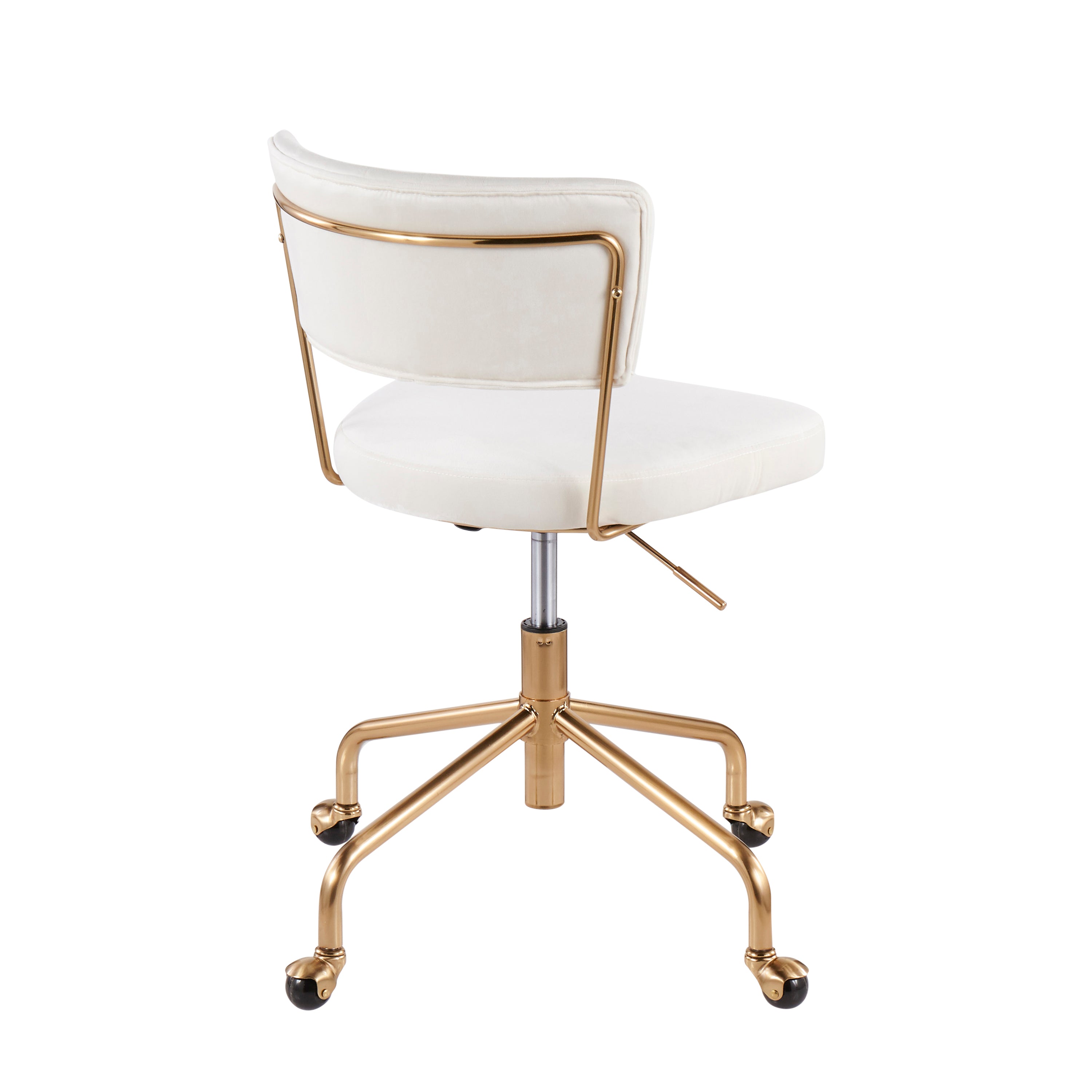 Contemporary Task Chair in Gold Metal and Cream Velvet | Premium Home Decor - Grand Goldman