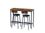 Bar Table Set with 2 Bar stools PU Soft seat with backrest, Rustic Brown, 43.31'' L x 15.75'' W x 35.43'' H. - Grand Goldman Shop