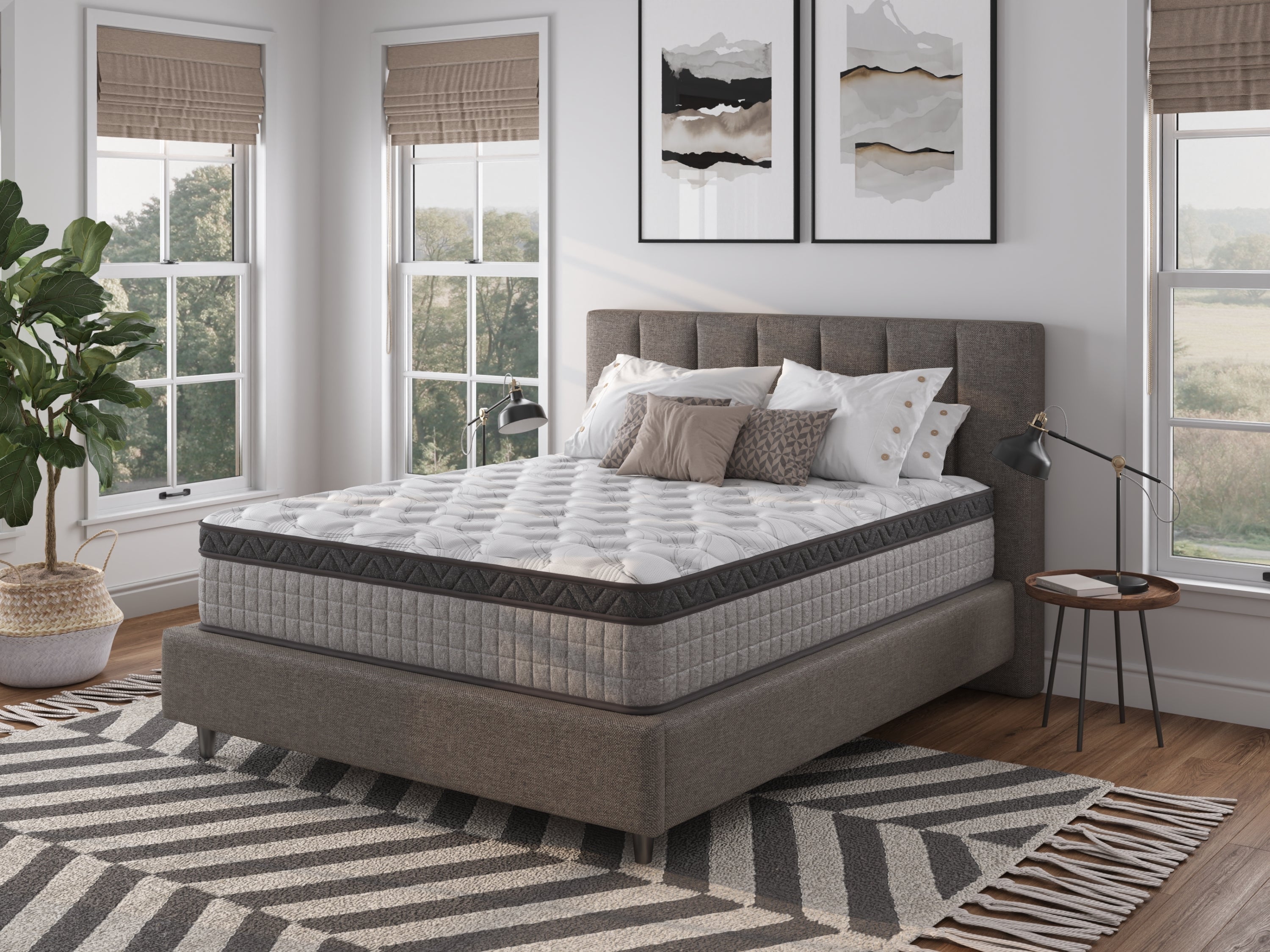 Assembled in USA - 10' King Diamond Innerspring Hybrid and Cooling Gel Memory Foam Mattress, Pressure Relief, and Motion Isolation, CertiPUR-US and Oeko TEX Certified - Grand Goldman Shop