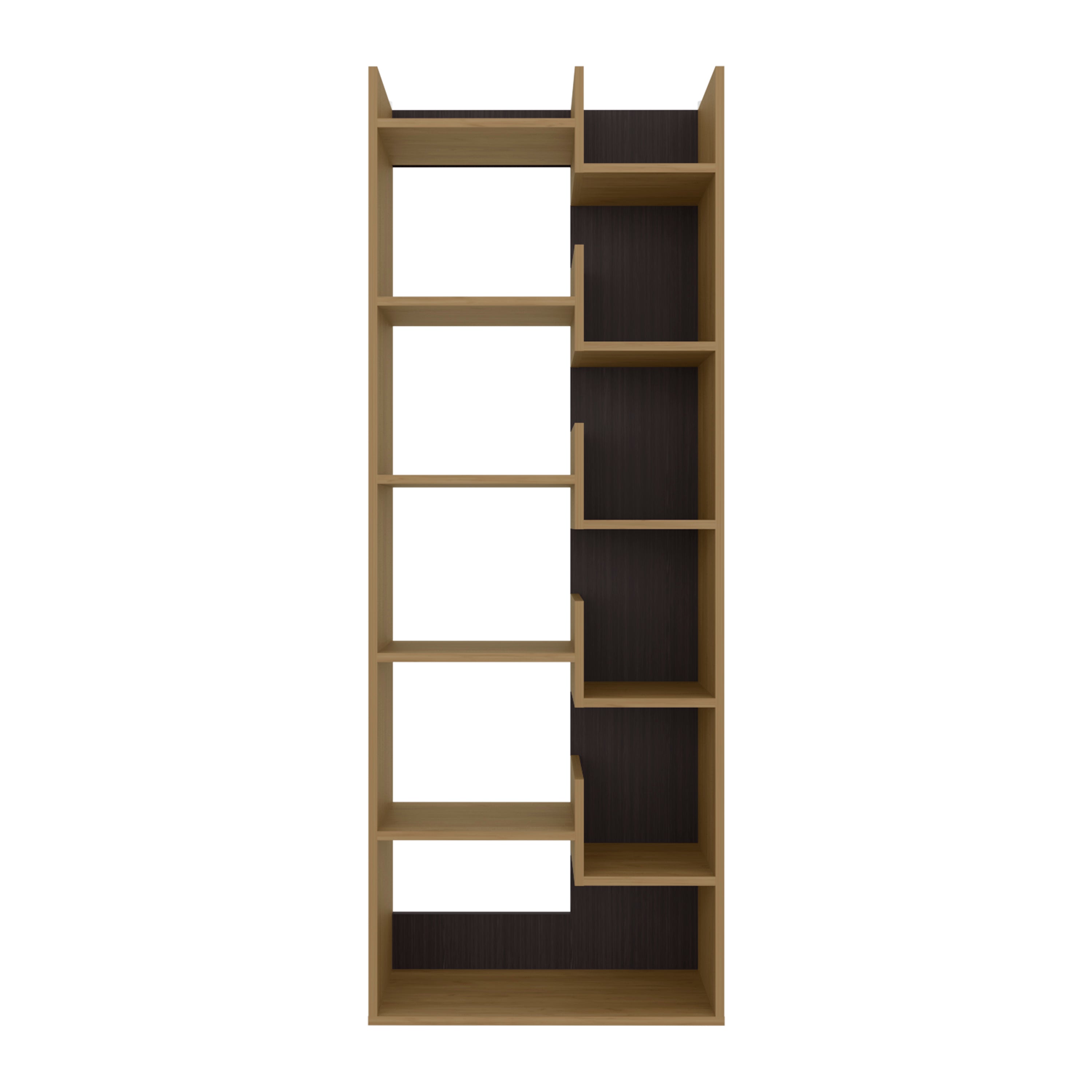 Clover 67' Tall Free standing 6-Tier Bookcase Storage Cabinet, Home Office, Living room, Bookshelf Dark Walnut - Grand Goldma