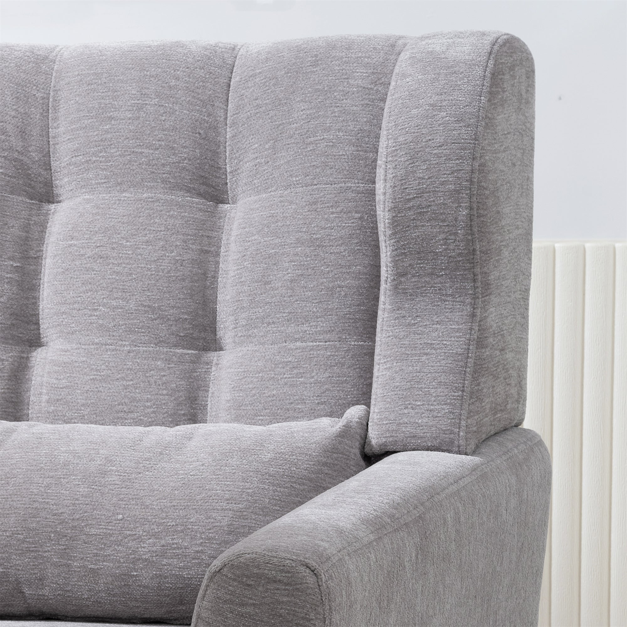 Modern Accent Chair Chenille Arm Chairs for Living Room Upholstered Comfy Soft Padded Lounge Chair with Pillow Solid Wood Leg Gray - Grand Goldman Shop
