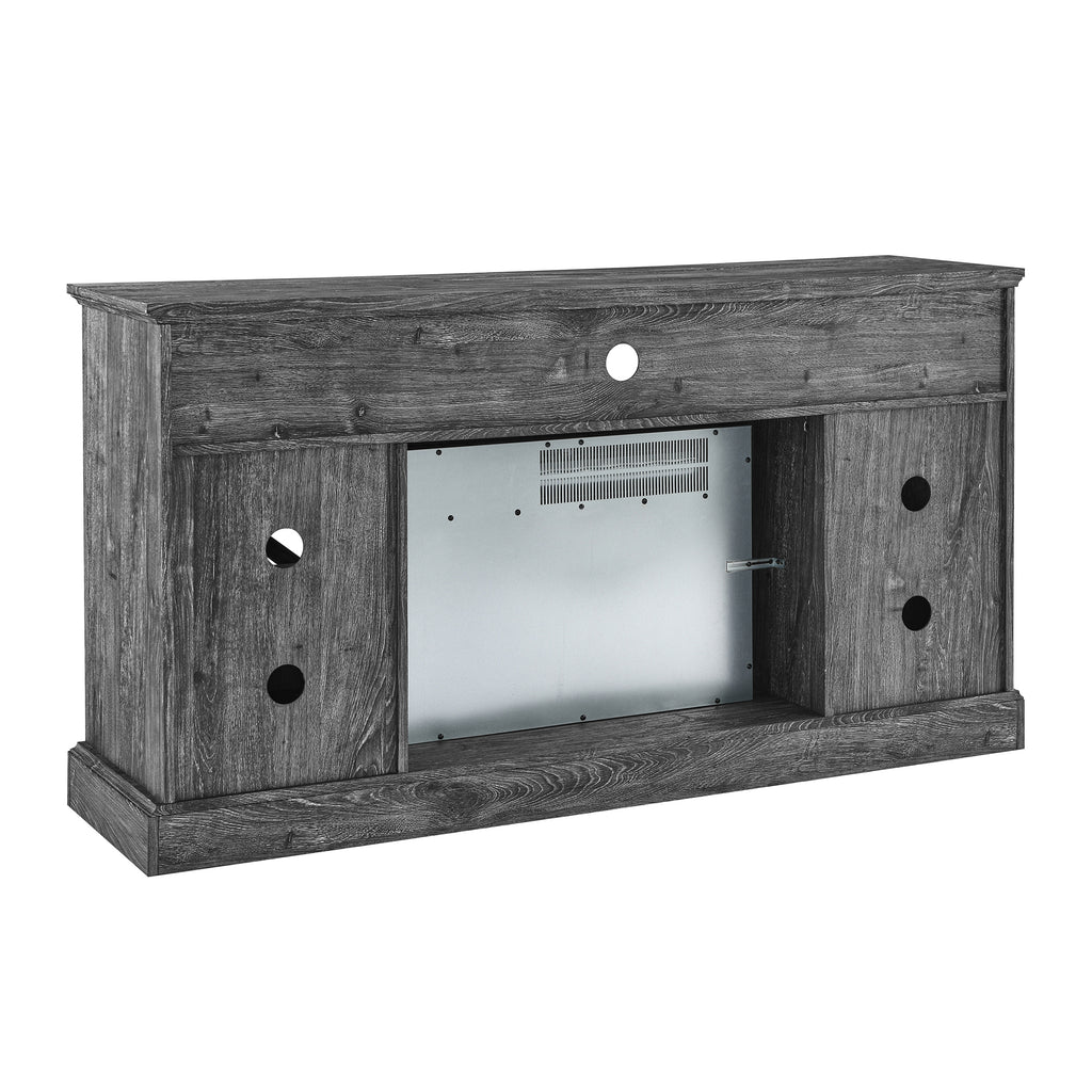 60 Inch Electric Fireplace Entertainment Center With Door Sensor-Dark Rustic Oak - Grand Goldman Shop