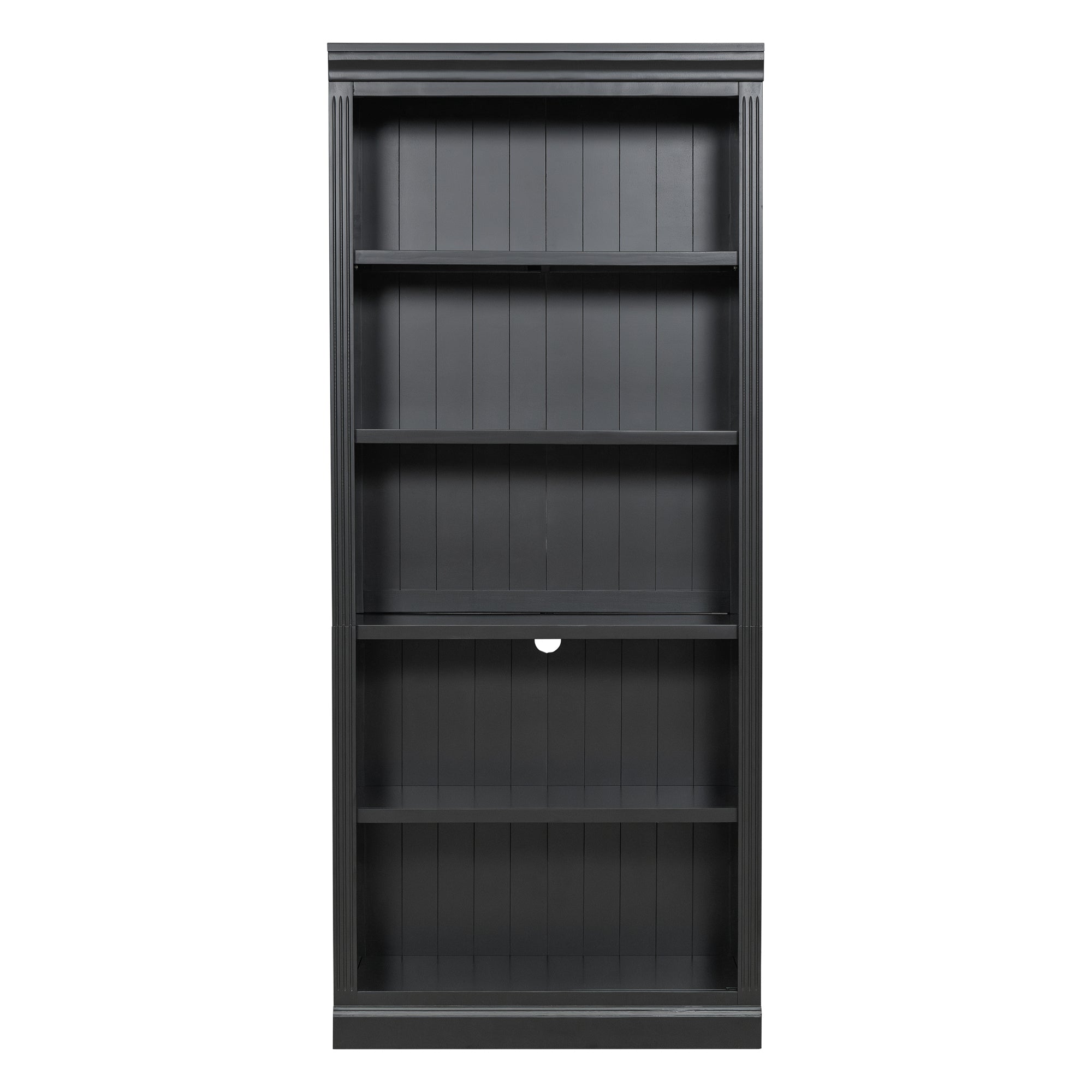 83.4' Tall Wood Bookcase with light strip,5-Tier Decor Bookshelves with Adjustable Shelves,Storage Organizer for CDs/Books/Mo