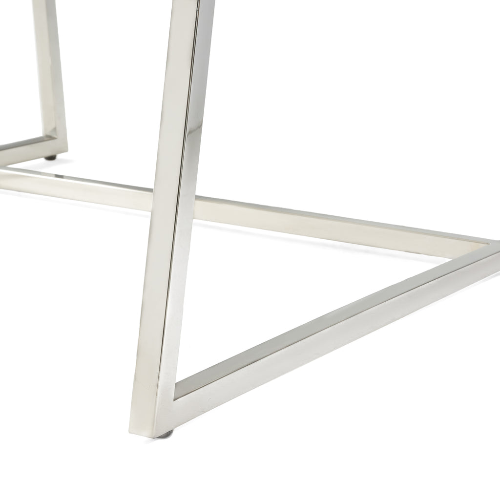 WILMOUTH ROLL OCCASIONAL CHAIR in White Leather with Chrome-Finished Steel Legs, Modern & Contemporary Style - Grand Goldman Shop
