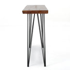 Modern Industrial Breakfast Bar Table, Metal Hairpin Legs & Wood Veneer Top, Compact 58.00 inches(Length)×18.25 inchesWidth×42.00Height - Grand Goldman Shop