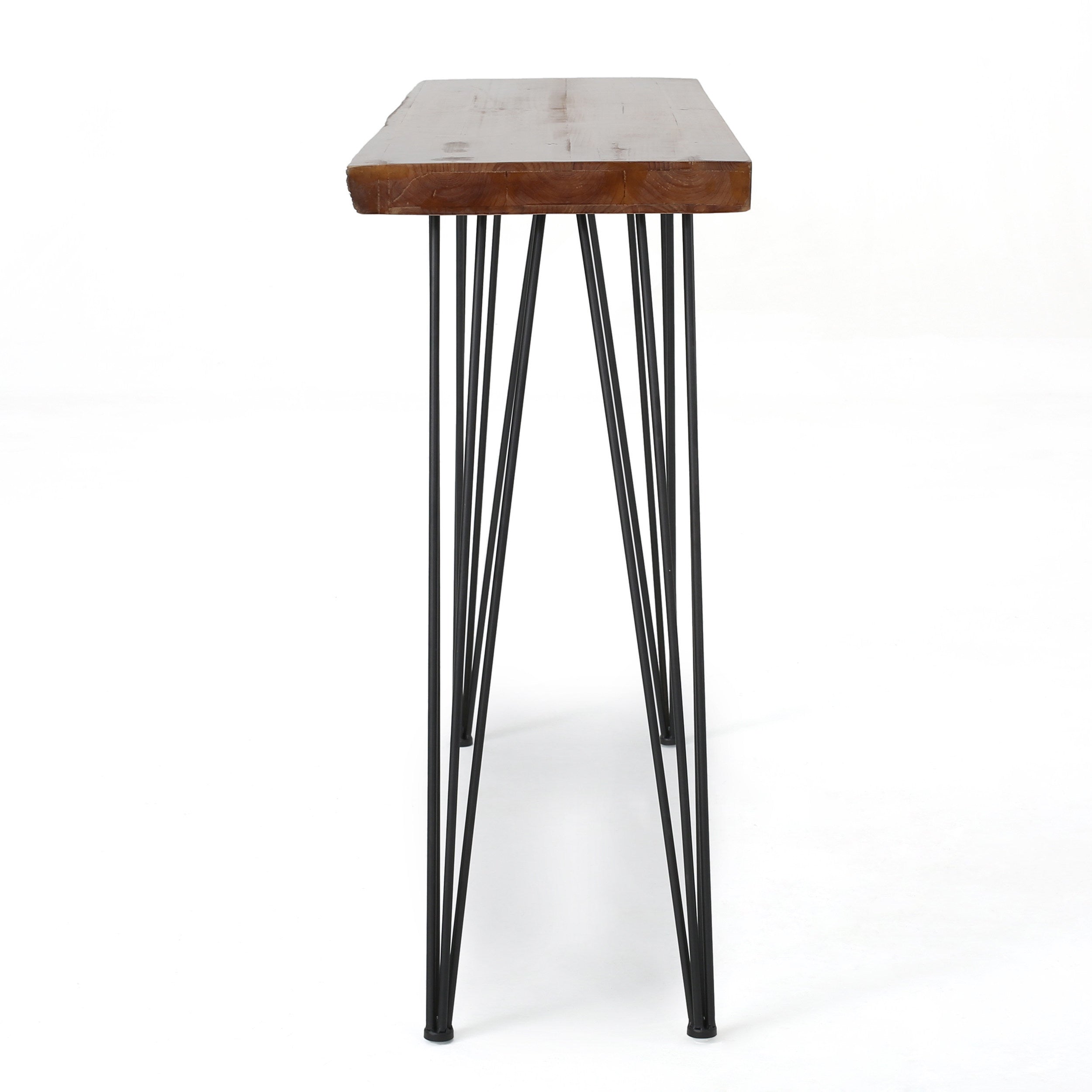Modern Industrial Breakfast Bar Table, Metal Hairpin Legs & Wood Veneer Top, Compact 58.00 inches(Length)×18.25 inchesWidth×42.00Height - Grand Goldman Shop