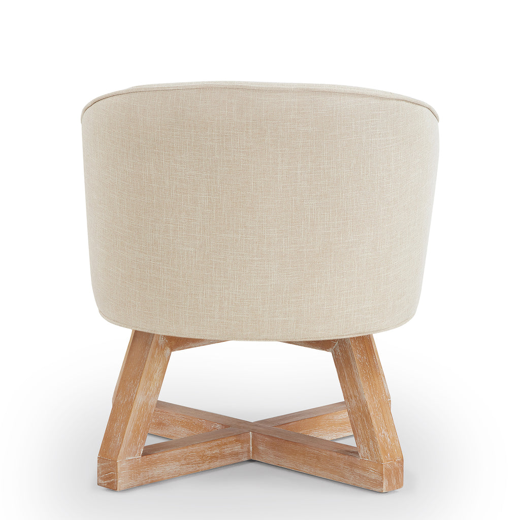 Swivel chair with cross-shaped wooden base,Lounge chair with solid wood legs, 360°freely Swivel chair ,  Classic linen Fabric for living room, bedroom, office, dresser -Beige - Grand Goldman Shop