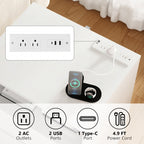 (Set of 2)End Table with Fast USB C Charging Station, Sofa Side Table with 2 Drawers, Large Storage Modern Wood Storage Cabinet for Living Room,Bedroom,Office, White - Grand Goldman Shop