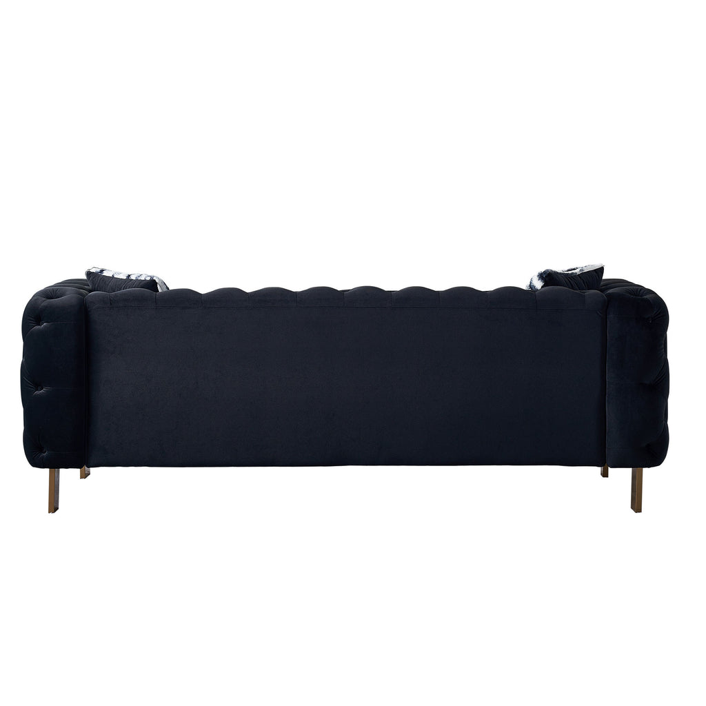Chesterfield Modern Tufted Velvet Living Room Sofa, 84.25''W Couch,Black - Grand Goldman Shop