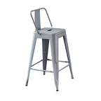Modern Light Weight Industrial Contemporary Rustic Vintage Costal Metal Barstools with Bucket Back and 4 Leg Design, Seat Bar