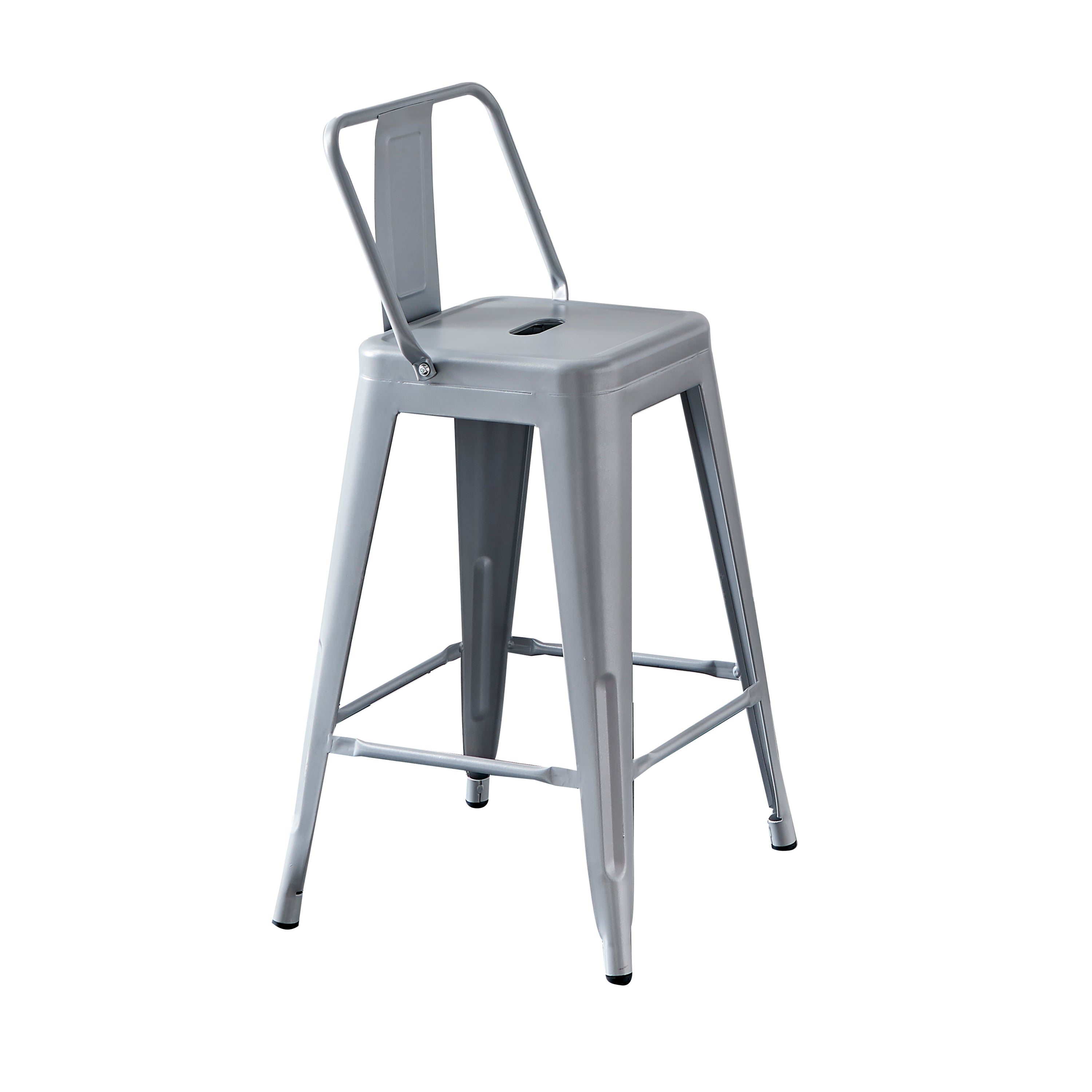 Modern Light Weight Industrial Contemporary Rustic Vintage Costal Metal Barstools with Bucket Back and 4 Leg Design, Seat Bar