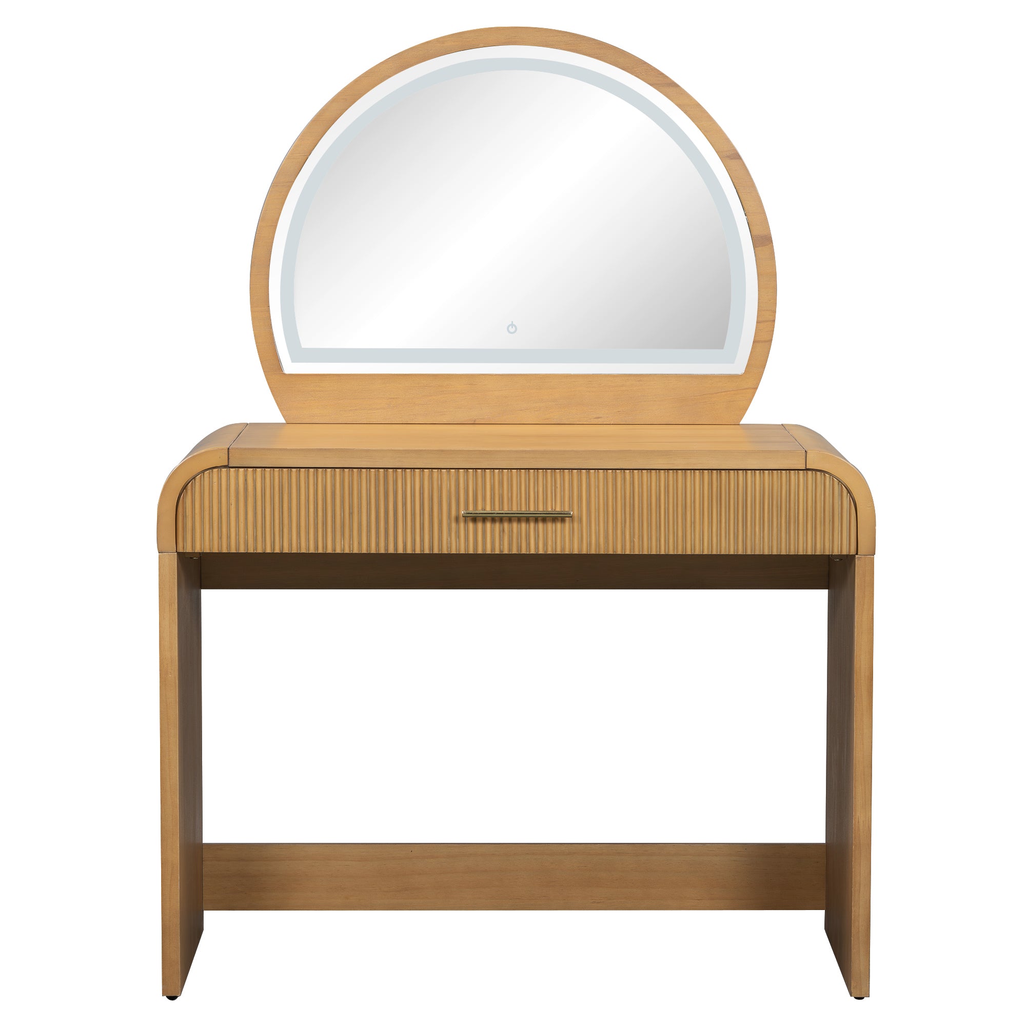 39' Makeup Vanity Table with Mirror Touch Screen Lighted Mirror, Dressing Table with Drawer for Bedroom, Natural - Grand Goldman Shop