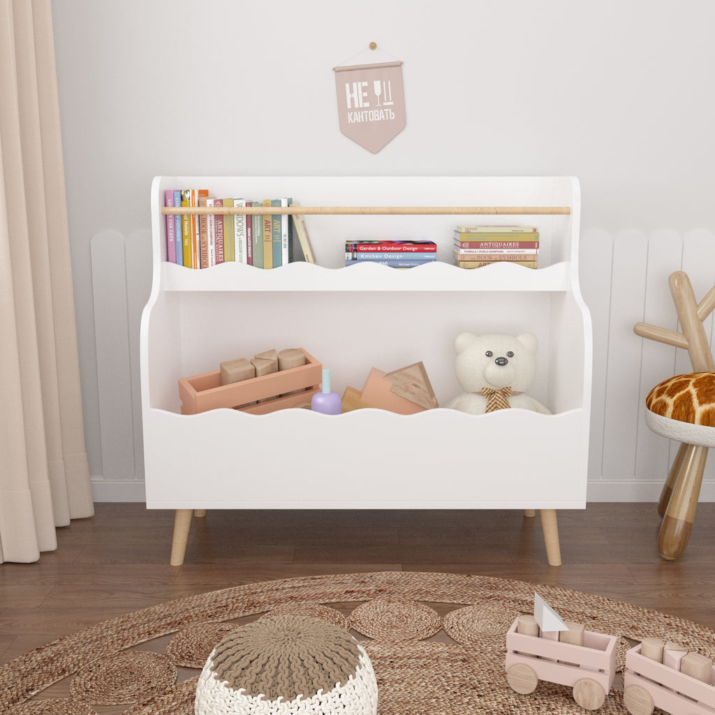 Kids Bookcaes, Children Book Organizer, toy Storage Cabinet Organizer, White - Grand Goldman