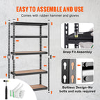 Storage Shelving Unit, 5-Tier Adjustable, 2000 lbs Capacity, Heavy Duty Garage Shelves Metal Organizer Utility Rack, Black, 30' L x 12' W x 60' H for Kitchen Pantry Basement Bathroom Laundry - Grand Goldman Shop