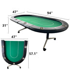 INO Design 94' Fodable Poker Table for 10 players, Green | Premium Home Decor - Grand Goldman