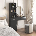 Black modern simple hair desk, multi-layer storage, large storage space - Grand Goldman Shop