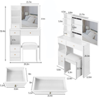 29.2' Small Size Left Drawer Desktop Vanity Table + Cushioned Stool, Extra Large Right sliding mirror, Multi Layer High Capacity Storage, Practical Fashionable Dresser, Suitable For Small Space - Grand Goldman Shop