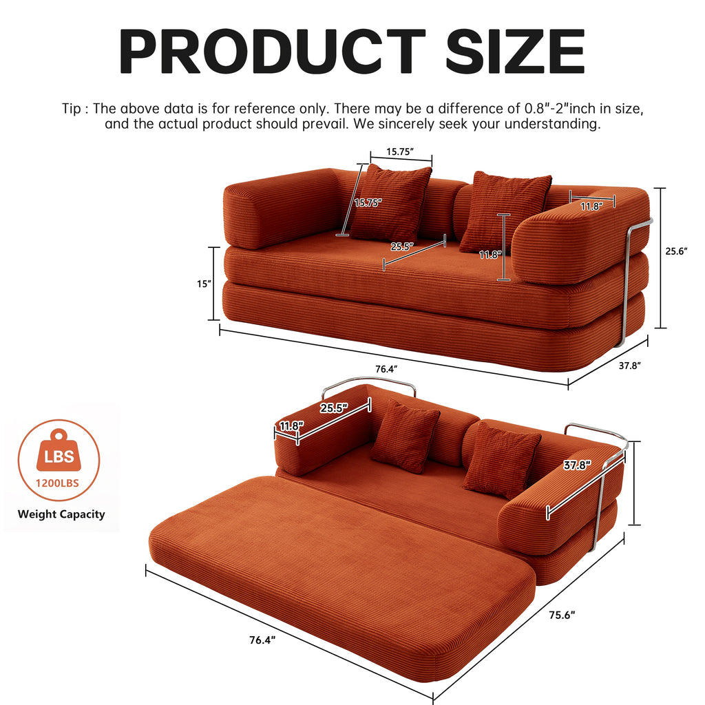 Floor Couch,Compressed Sofa,Convertible Floor Sofa Bed with Convertible Blanket Pillow,Enhanced frame stability,Comfy Couch Lounge Sleeper Bed,for Living Room Bedroom - Grand Goldman Shop