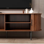 TV Stand, 55' Modern TV Console Table with Storage Compartment and Sliding Door, Gaming Entertainment Center with Cabinet for Living Room, Bedroom, Office (Walnut) - Grand Goldman Shop