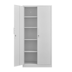 72-Inch 2-Door File Cabinet with Lock, 4 Adjustable Shelves, Heavy-Duty Steel Construction, White, Metal, for Commercial Offi