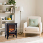 18 inch Freestanding Electric Fireplace Stove heater with 3D Flame effect,Black - Grand Goldman Shop