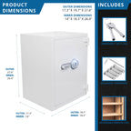 Biometric Fireproof Safe 4.48 Cubic Ft White Steel Secure Storage | Premium Home Decor - Grand Goldman