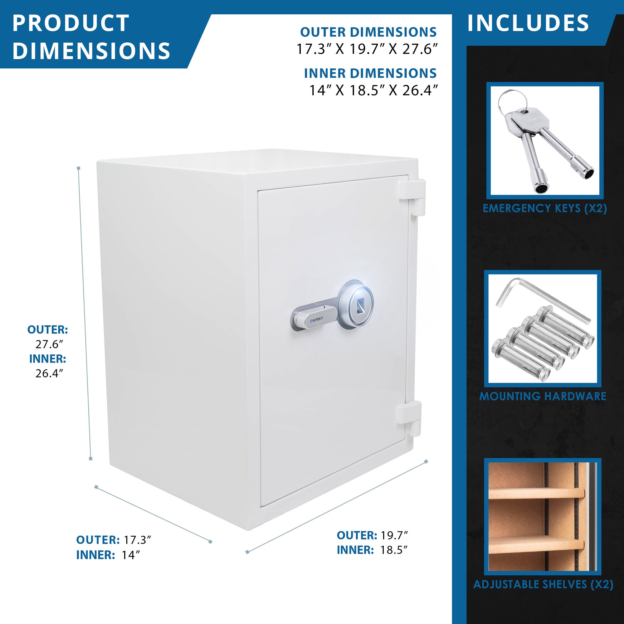 Biometric Fireproof Safe 4.48 Cubic Ft White Steel Secure Storage | Premium Home Decor - Grand Goldman