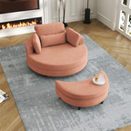 A 51-inch orange corduroy sofa with two throw pillows, a waist pillow and an extra tray is comfortable for a small apartment bedroom - Grand Goldman Shop