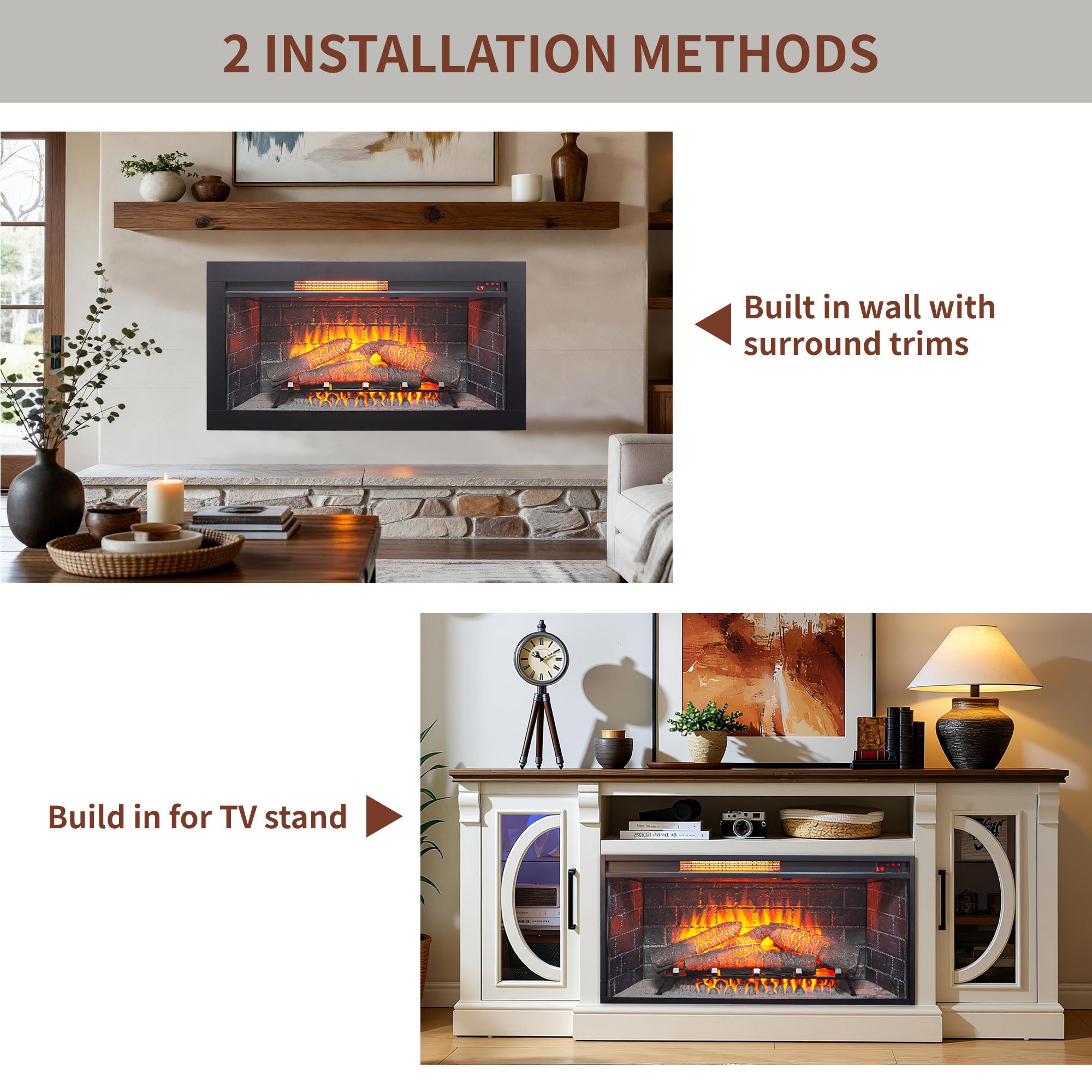 36 inch Infrared Electric Fireplace with Removable Trim kit Insert, Touch Panel Home Decor Heater - Grand Goldman Shop
