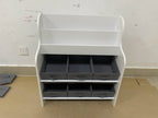 Kids Bookshelf with 6 Fabric Storage Bins, Multi-Functional Children's Bookcase and Toy Organizer, Front-Facing Display Shelf