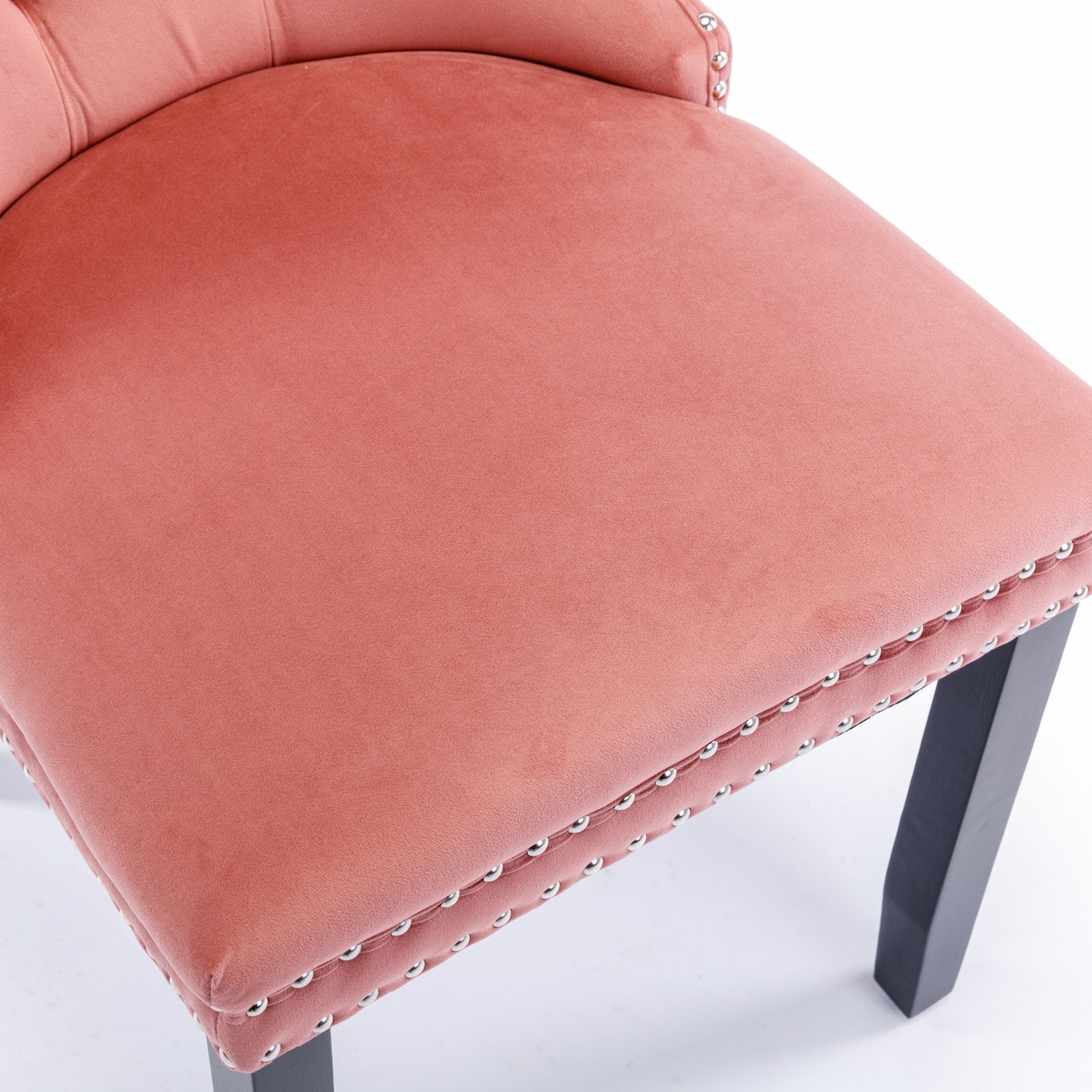Nikki Collection Modern, High-end Tufted Solid Wood Contemporary Velvet Upholstered Dining Chair with Wood Legs Nailhead Trim 2-Pcs Set,Pink, SW2001PK - Grand Goldman Shop