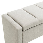 Modern Upholstered Bed End Bench with Storage, Comfy Light Grey Linen Foot Rest for Living Room and Bedroom - Grand Goldman Shop