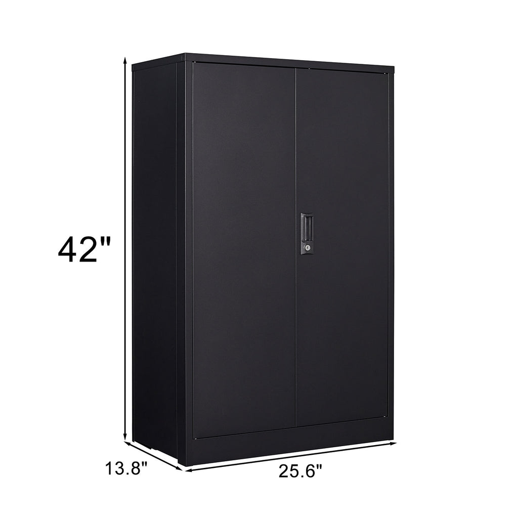Black Metal Storage Cabinet with Locking Doors and Adjustable Shelf, Folding Filing Locker for Home Office, School, Garage, S