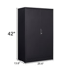 Black Metal Storage Cabinet with Locking Doors and Adjustable Shelf, Folding Filing Locker for Home Office, School, Garage, S